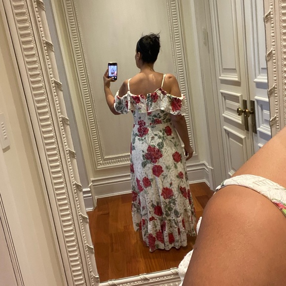 BCBG high low lace dress size medium with off shoulder detail - Picture 2 of 8